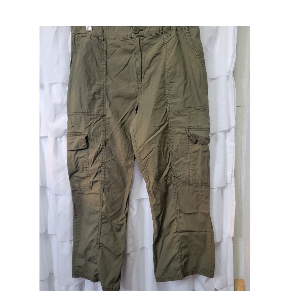 Social Standard by Sanctuary Womens Olive Green Cargo Pants Straight Leg Lg 1813